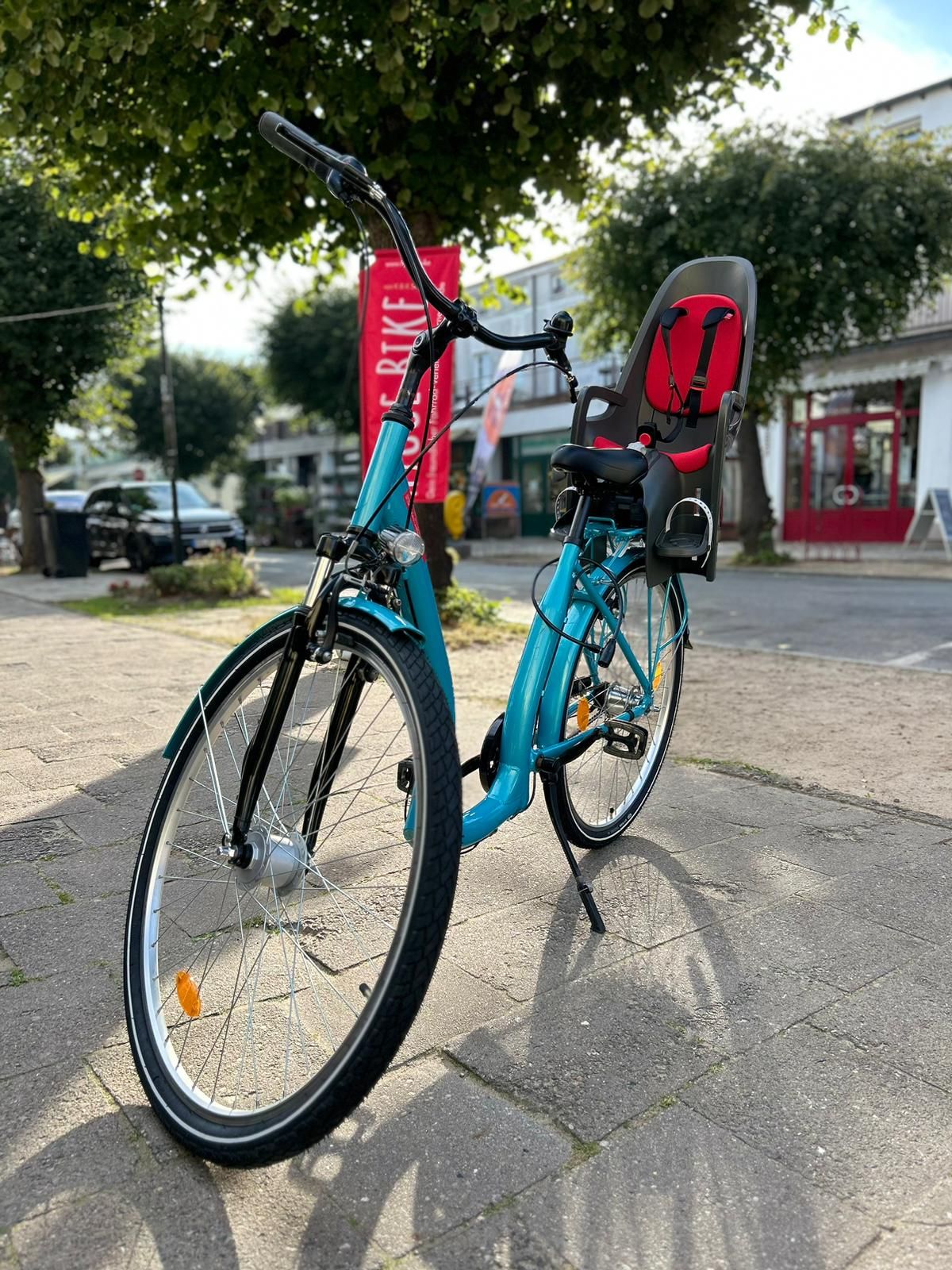 Leihrad mit Kindersitz