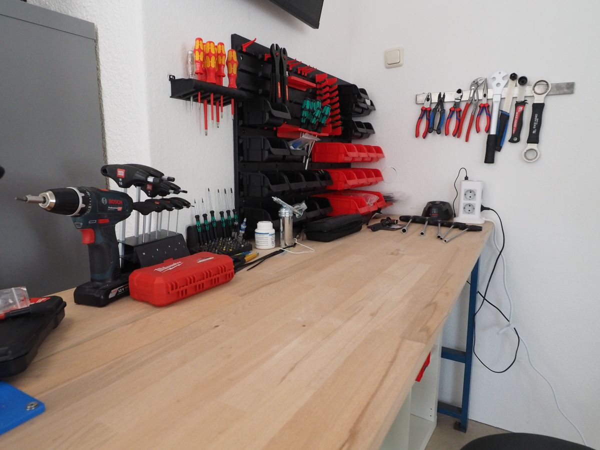 Werkbank in der Werkstatt von Hygge Bike
